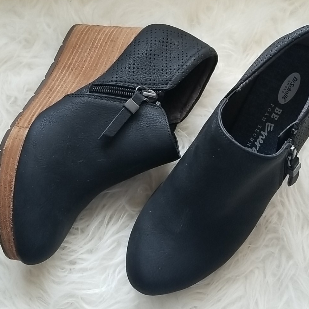 Dr. Scholl's black wedge booties.